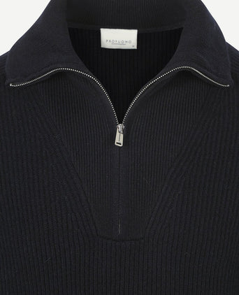 Profuomo halve rits pullover wol donkerblauw