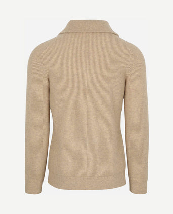 halve rits pullover wol sand