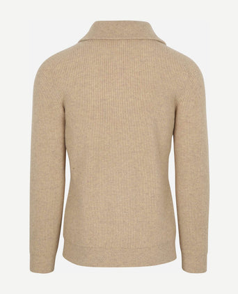 halve rits pullover wol sand