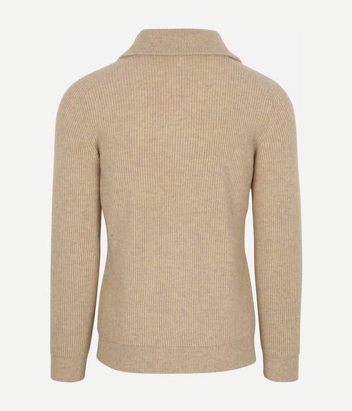 halve rits pullover wol sand