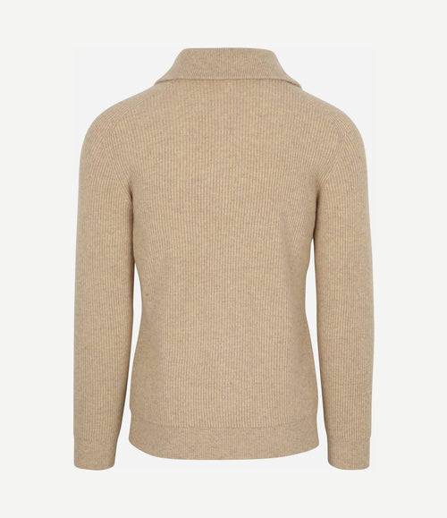 halve rits pullover wol sand