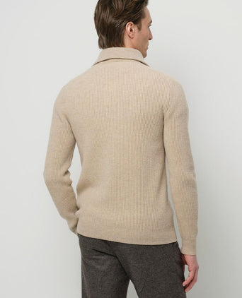 halve rits pullover wol sand