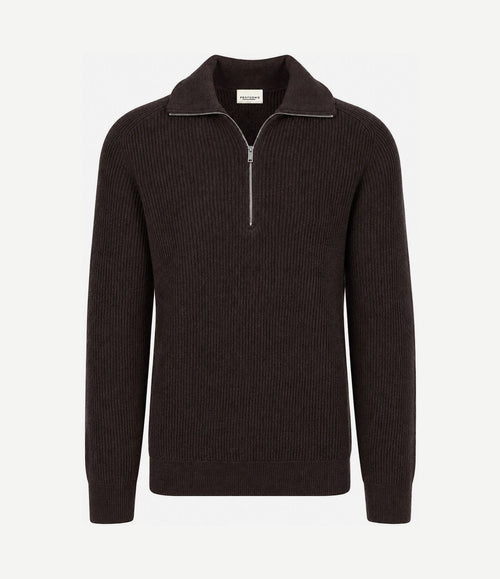 halve rits pullover wool bruin