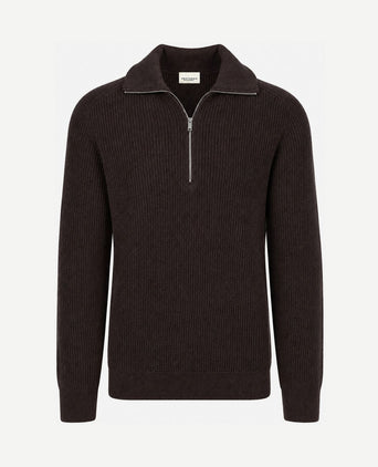 halve rits pullover wool bruin