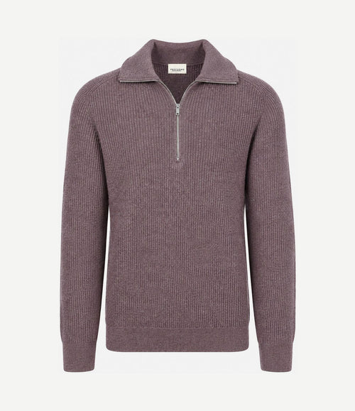 halve rits pullover wool light aubergine