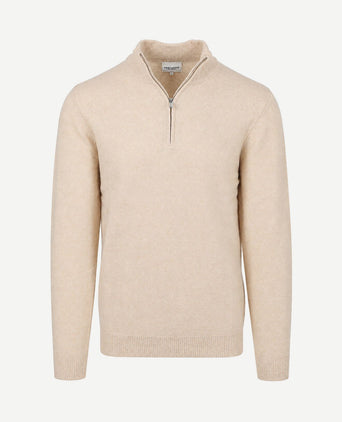 halve rits pullover woolblend sand