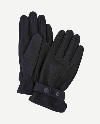 Handschoenen wol zwart leer