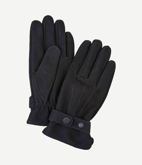 Handschoenen wol zwart leer