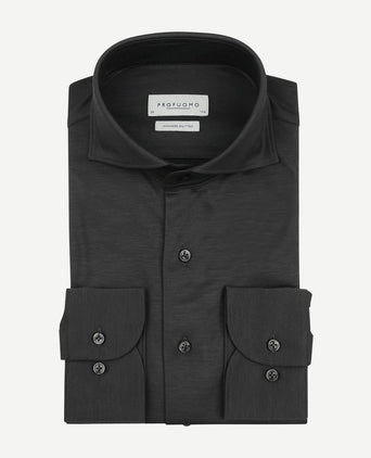 Profuomo japanese knitted overhemd antraciet | Slim-fit
