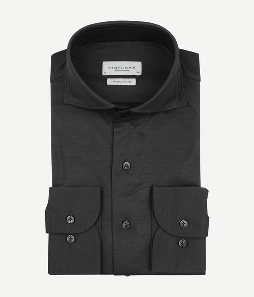 Profuomo japanese knitted overhemd antraciet | Slim-fit