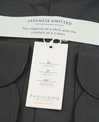 Japanese knitted overhemd antraciet