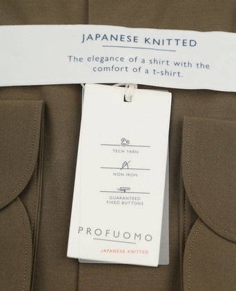 Profuomo japanese knitted overhemd army groen | Slim-fit