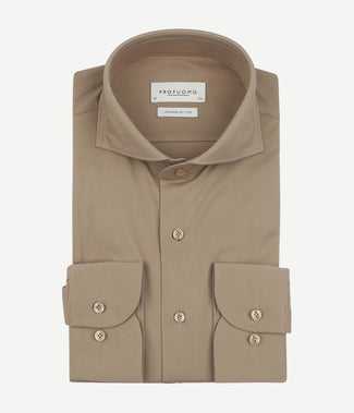 Profuomo japanese knitted overhemd beige | Slim-fit Profuomo japanese knitted overhemd beige | Slim-fit