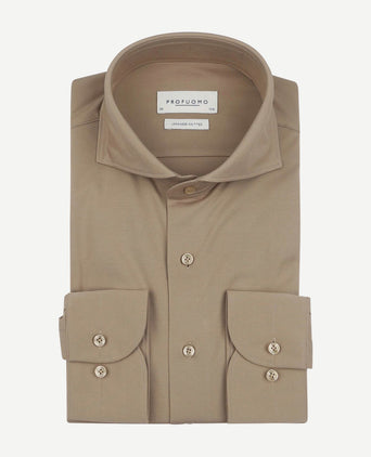 Profuomo japanese knitted overhemd beige | Slim-fit