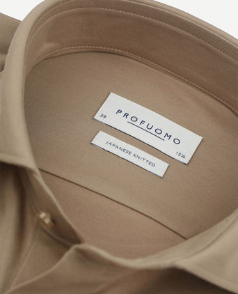Profuomo japanese knitted overhemd beige | Slim-fit