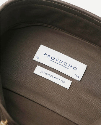 Profuomo japanese knitted overhemd bruin | Slim-fit