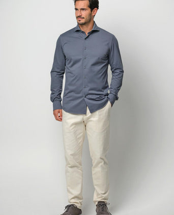 Japanese knitted overhemd denim blue