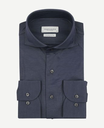 Japanese knitted overhemd denim donkerblauw