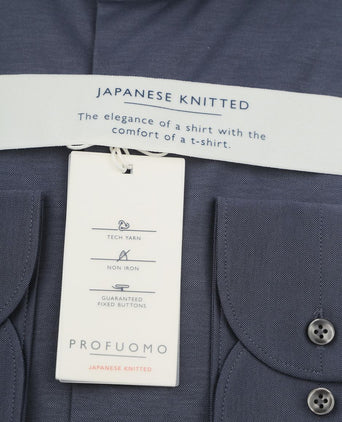 Profuomo japanese knitted overhemd denim donkerblauw | Slim-fit