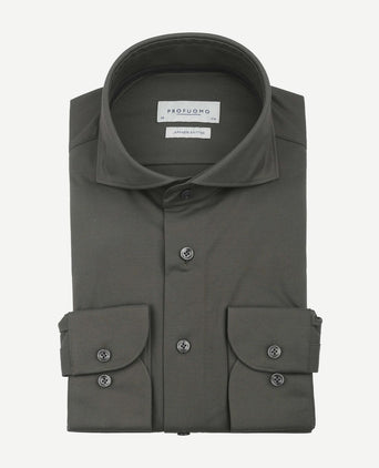 Japanese knitted overhemd donkergroen