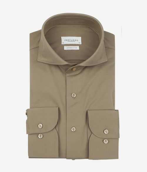 Profuomo japanese knitted overhemd groen | Slim-fit