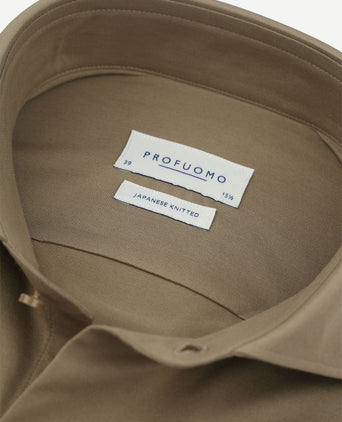 Profuomo japanese knitted overhemd groen | Slim-fit