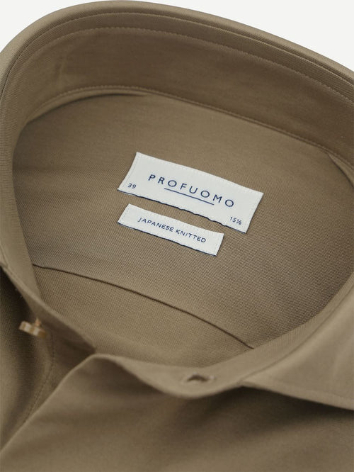 Profuomo japanese knitted overhemd groen | Slim-fit