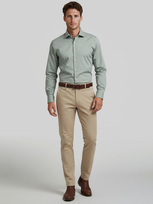 Profuomo japanese knitted overhemd groen | Slim-fit