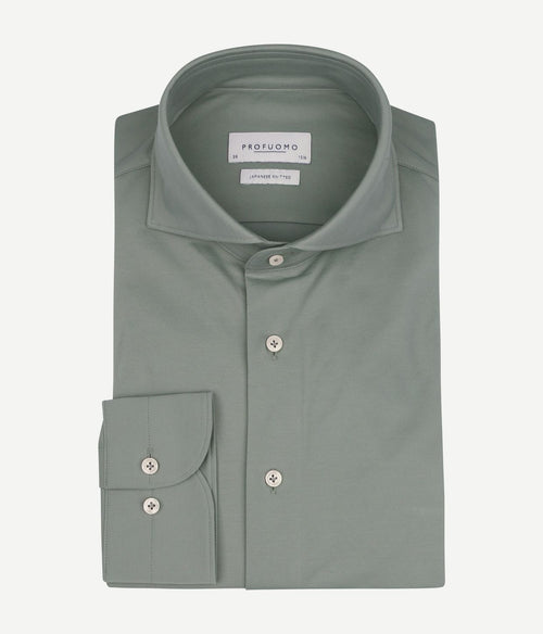 Profuomo japanese knitted overhemd groen | Slim-fit