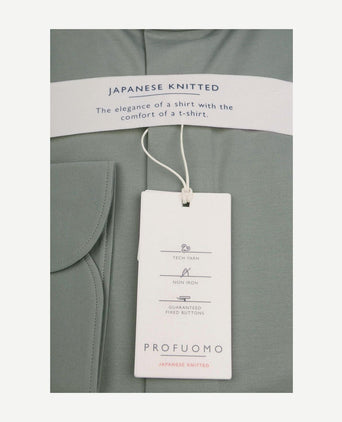 Profuomo japanese knitted overhemd groen | Slim-fit