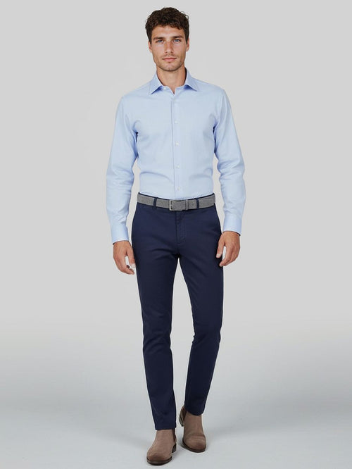 Profuomo japanese knitted overhemd lichtblauw | Slim-fit