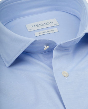 Profuomo japanese knitted overhemd lichtblauw | Slim-fit