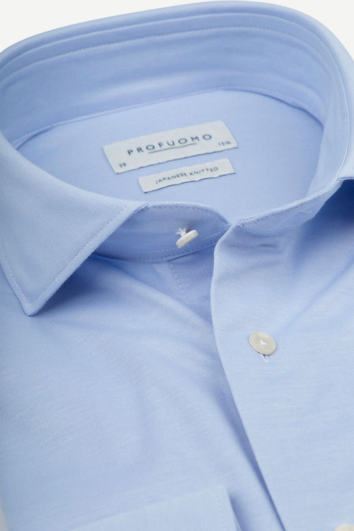 Japanese knitted overhemd lichtblauw