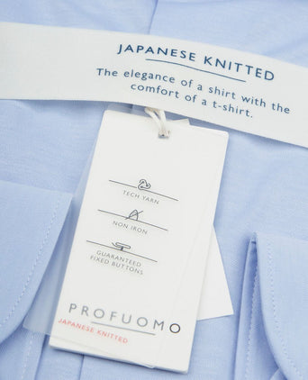 Profuomo japanese knitted overhemd lichtblauw | Slim-fit