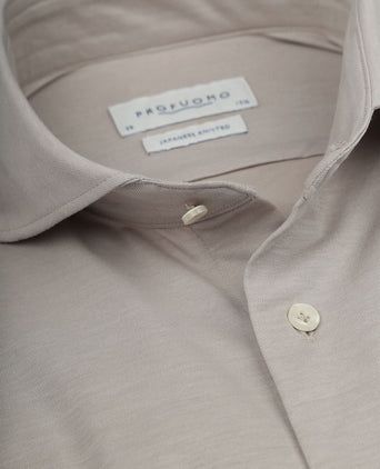 Profuomo japanese knitted overhemd melange beige | Slim-fit