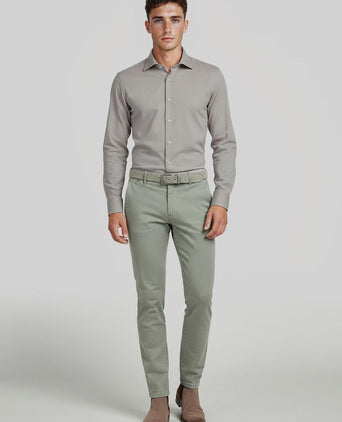 Profuomo japanese knitted overhemd melange beige | Slim-fit