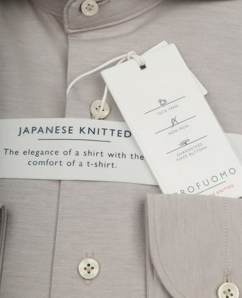 Profuomo japanese knitted overhemd melange beige | Slim-fit
