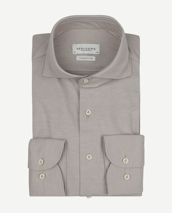Profuomo japanese knitted overhemd melange beige | Slim-fit