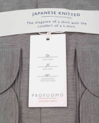Japanese knitted overhemd melange bruin