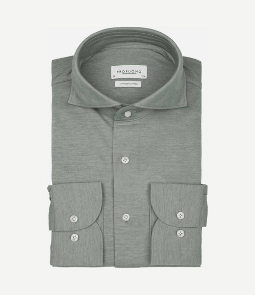 Japanese knitted overhemd melange groen