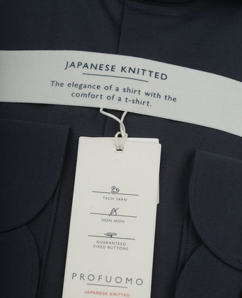 Profuomo japanese knitted overhemd donkerblauw | Slim-fit