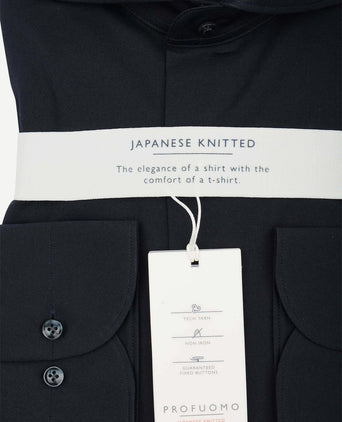 Japanese knitted overhemd donkerblauw