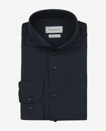 Profuomo japanese knitted overhemd donkerblauw | Slim-fit
