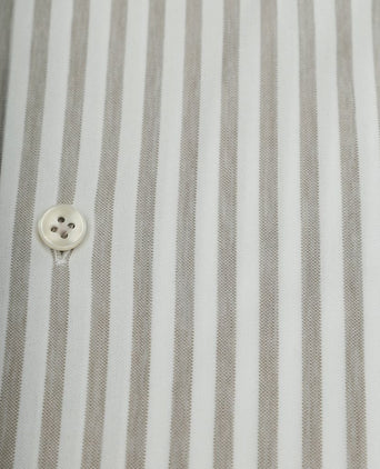 Profuomo japanese knitted overhemd streep beige | Slim-fit