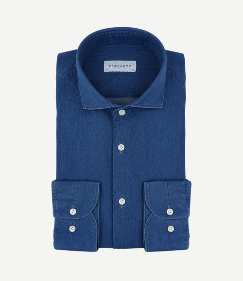 Jeans twill overhemd indigo