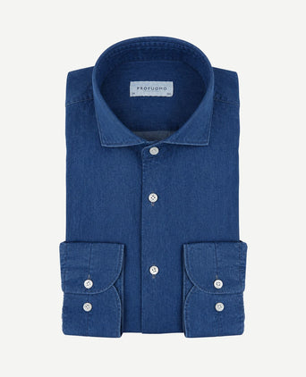 Jeans twill overhemd indigo