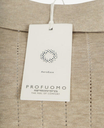 Knitted halve rits poloshirt dropneedle beige