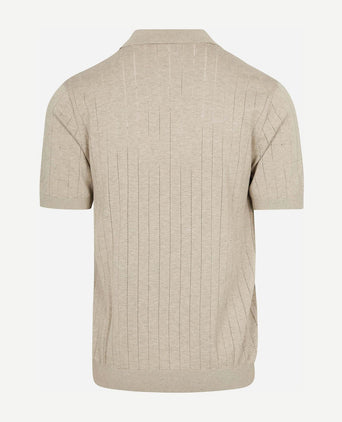 Knitted halve rits poloshirt dropneedle beige