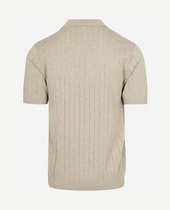Knitted halve rits poloshirt dropneedle beige