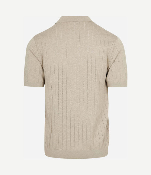 Knitted halve rits poloshirt dropneedle beige